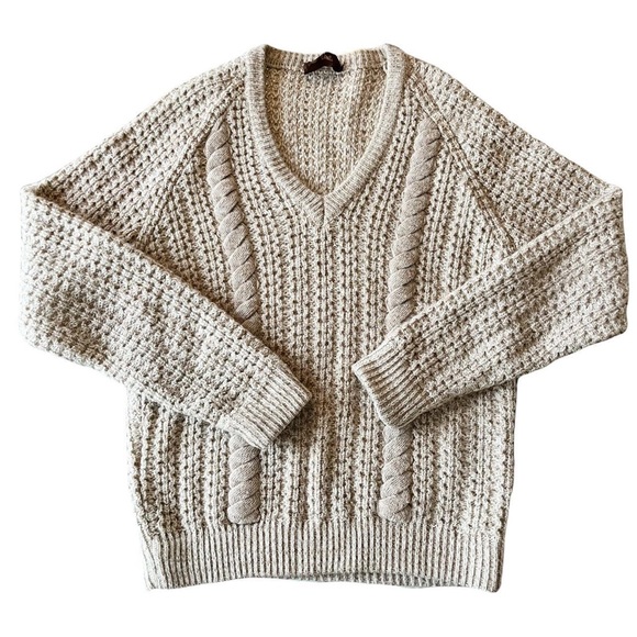 Vintage heavyknit oversized grandpa v neck sweater - Picture 3 of 4